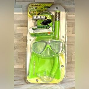 U.S. Divers Snorkeling Fins Set for Kid’s 4+ Green with Mesh Bag Mask Snorkel